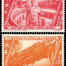 1932 Italia Regno: Decennale Marcia su Roma (N°325/40+A+Ex.) s. cpl.