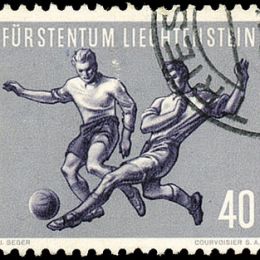 1954 Liechtenstein: soggetti sportivi "calcio" (N°284/87) s. cpl.