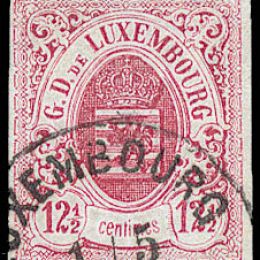 1859 Lussemburgo: stemma 12 ½c. rosa (N°7).