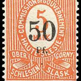 1920 Occup. Tedesche "Alta Slesia": francobolli tipo “cifra” soprastampati con nuovo valore (N°38/40) s. cpl.
