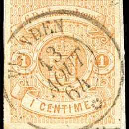 1859 Lussemburgo: stemma 1c. bruno chiaro (N°3).