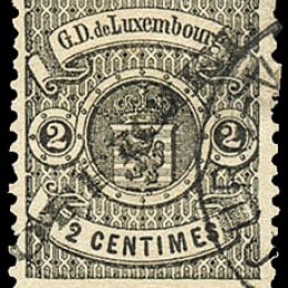 1875 Lussemburgo: Servizi - stemma 2c. nero con soprastampa “OFFICIEL” del tipo “A” (N°11A)