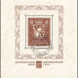 1934 Liechtenstein: Foglietti - esposizione filatelica di Vaduz (BF1)